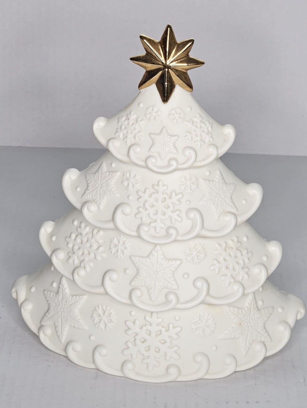 Vintage Christmas Tree IVORY AND GOLD PORCELAIN  Music Works